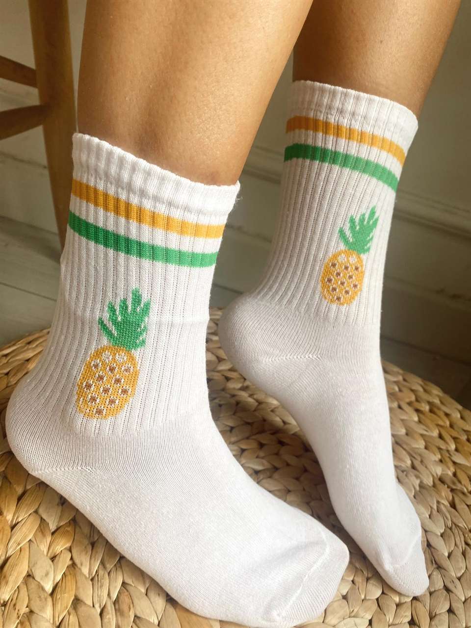 Spor ÇorapAnanas Desenli Soket Çorap 