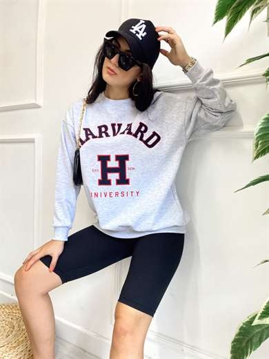 Baskılı SweatshirtGri Harvard Unıversıty Sweatshirt
