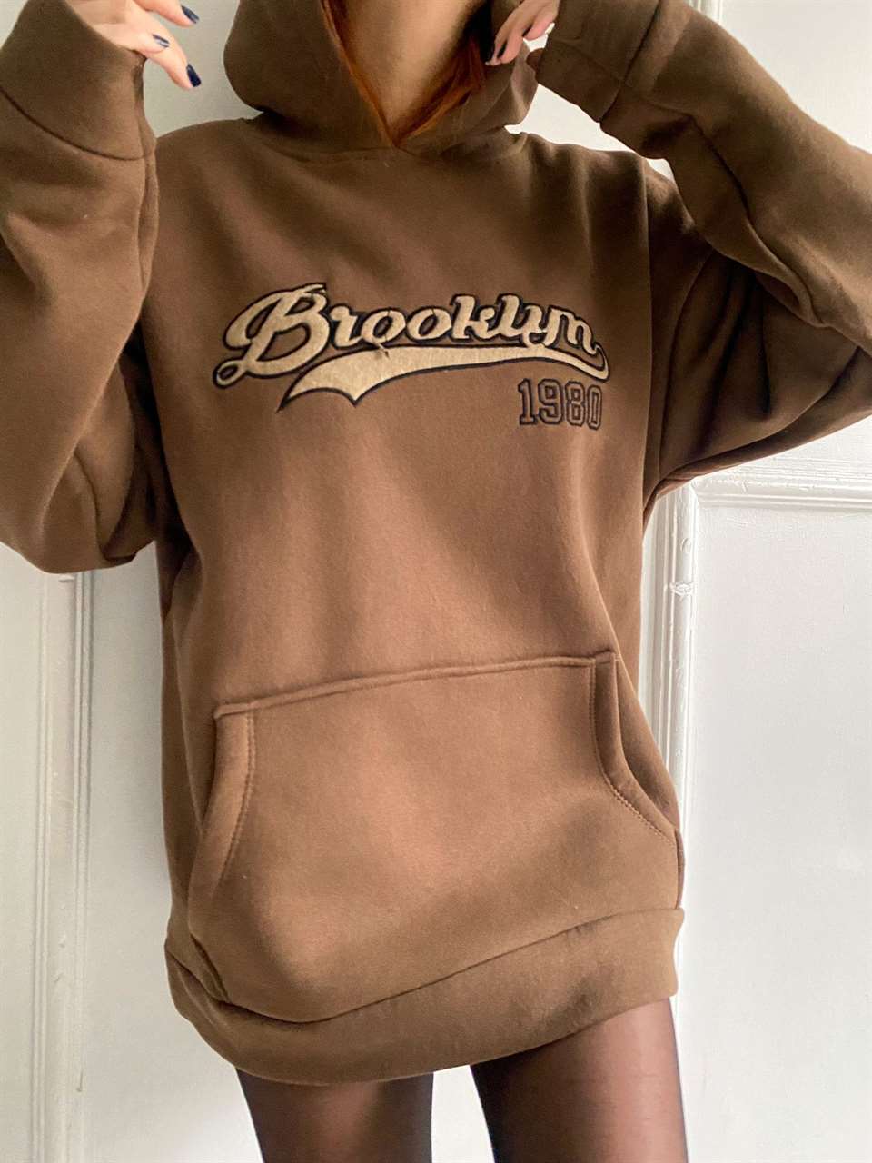 Baskılı SweatshirtKahve Brooklyn80 Kapüşonlu Sweat