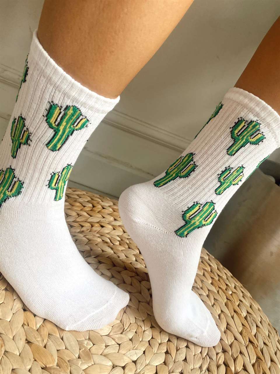 Spor ÇorapKaktüs Desenli Soket Çorap 